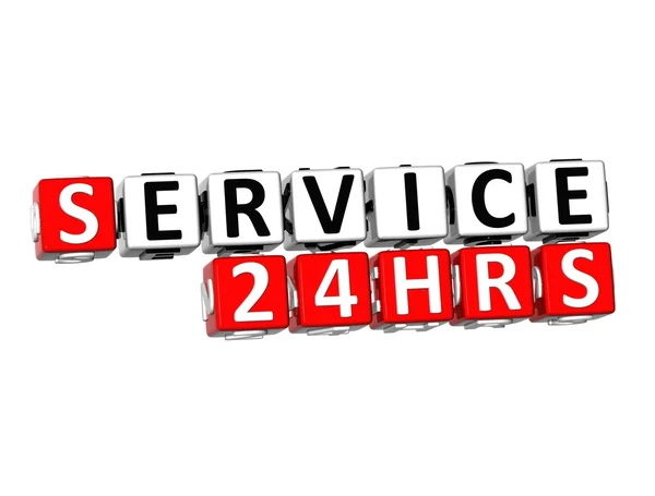 3D-woord dienst 24 uur op witte achtergrond — Stockfoto