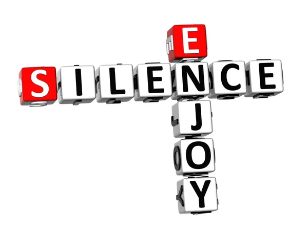 3D Crossword Silence Enjoy on white background — Stock Photo, Image