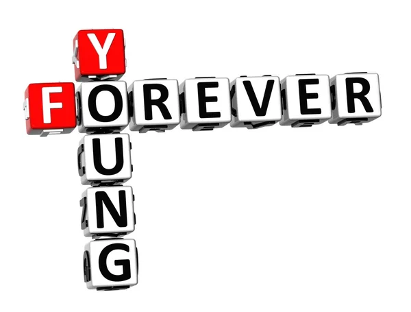 3D Crossword Forever Young на белом фоне — стоковое фото