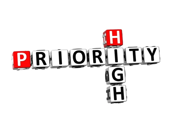 3D Crossword Priority High on white background — Stock Photo, Image