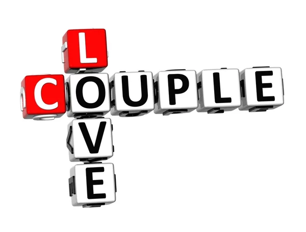 3D Crossword Couple Love on white background — Stock Photo, Image