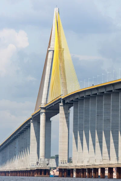 Мост Манаус Ирандуба (в Бразилии называется Ponte Rio Negro) - мост через Рио-Негро длиной 3595 метров, соединяющий города Манаус и Ирандуба. Он был открыт 24 октября 2011 г. — стоковое фото