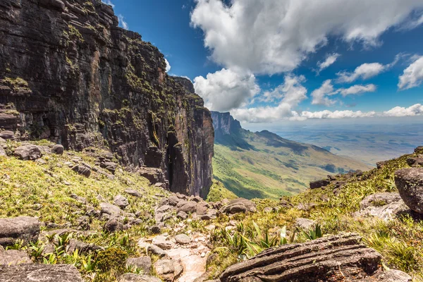 Het uitzicht vanaf het plateau van Roraima op de Grand Sabana - Venezuela, Latijns-Amerika — Stockfoto