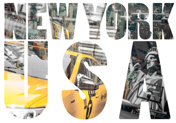 Yellow cab speeds through Times Square in New York, NY, USA. — Stock Photo, Image