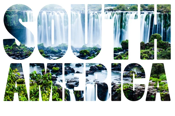 Palabra América del Sur - Cataratas del Iguazú, la serie más grande de cascadas del mundo —  Fotos de Stock