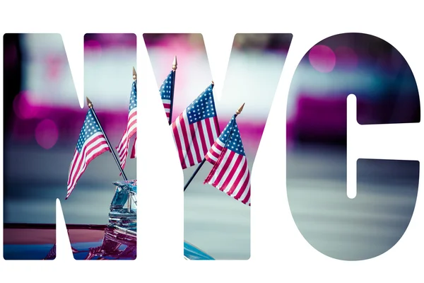 4 जुलै परेड दरम्यान अमेरिकन ध्वज — स्टॉक फोटो, इमेज