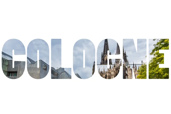 Word COLOGNE Hohenzollern Bridge,Cathedral and the river rhine — Stock Photo, Image