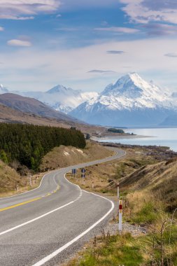 Cinematic Road to Mount Cook , New Zealand. clipart