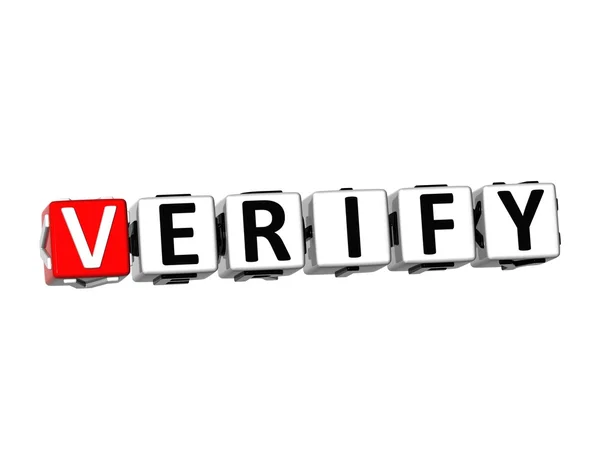 3D Word Verify on white background — Stock Photo, Image