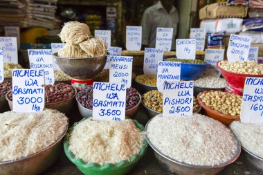 Afrika 'nın Zanzibar kentindeki geleneksel gıda pazarı.