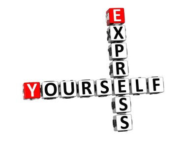 3D bulmaca Express Yourself beyaz arka plan üzerinde