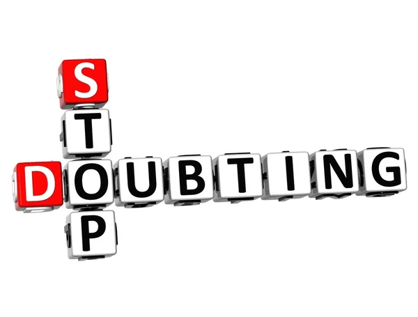 3D Crossword Stop Doubting on white background — Stock Photo, Image