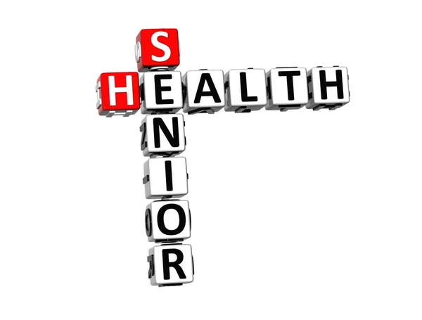 3D Crossword Senior Health on white background — Stock Photo, Image