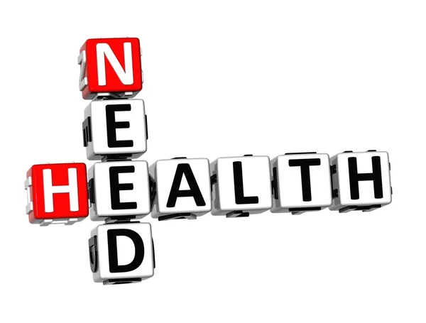 3D Crossword Need Health on white background — Stock Photo, Image