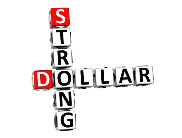 3D Crossword Dólar forte no fundo branco — Fotografia de Stock