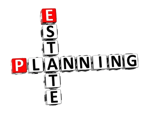 3D Crossword Estate Planejamento em fundo branco — Fotografia de Stock