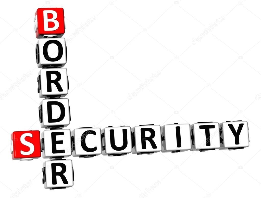 3D Crossword Border Security on white background