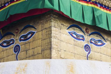 Stupa in Swayambhunath Maymun Tapınağı Katmandu, Nepal.