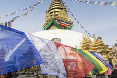 Stupa in Swayambhunath Maymun Tapınağı Katmandu, Nepal.