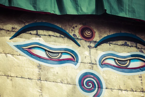 Stupa in Swayambhunath Monkey temple in Kathmandu, Nepal. — Stock Photo, Image