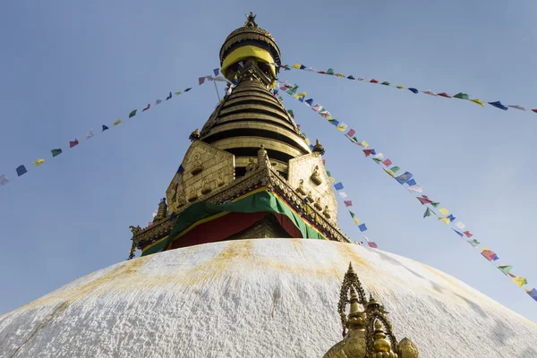 Stupa in Swayambhunath Monkey temple in Kathmandu, Nepal. — Stock Photo, Image