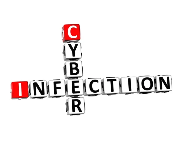 흰색 배경에 3d 낱말 사이버 감염 — 스톡 사진