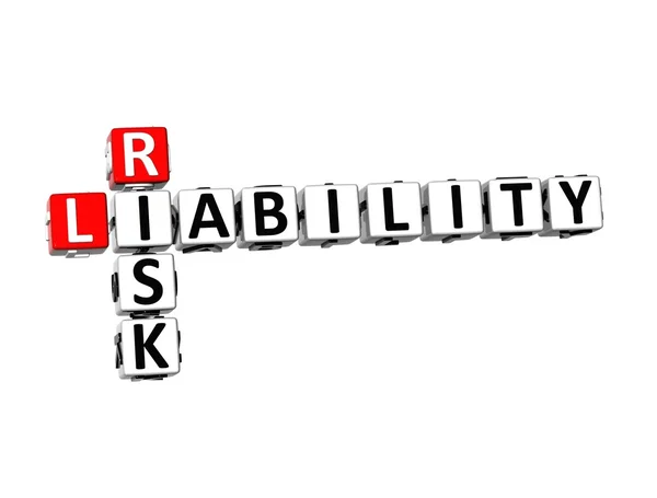 3D Crossword Risk Liability on white background — Stock Photo, Image