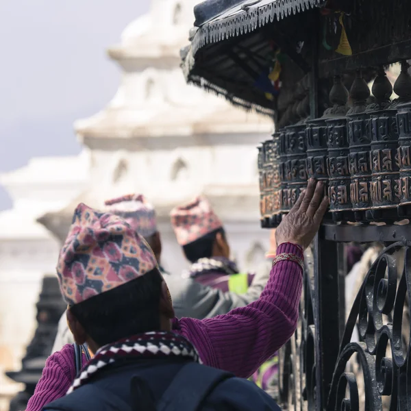 Bön hjulen på Swayambhu, Katmandu, Nepal — Stockfoto