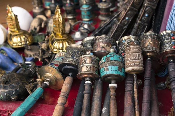 Traditional tibetan praying wheels in Nepal. — Stock Photo, Image