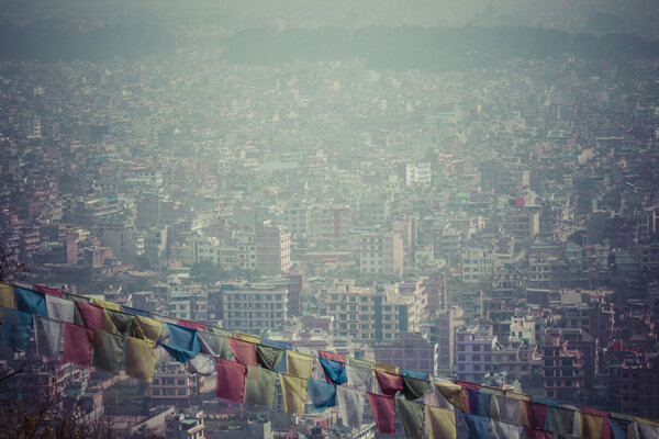 Prayer flags flying in the wind