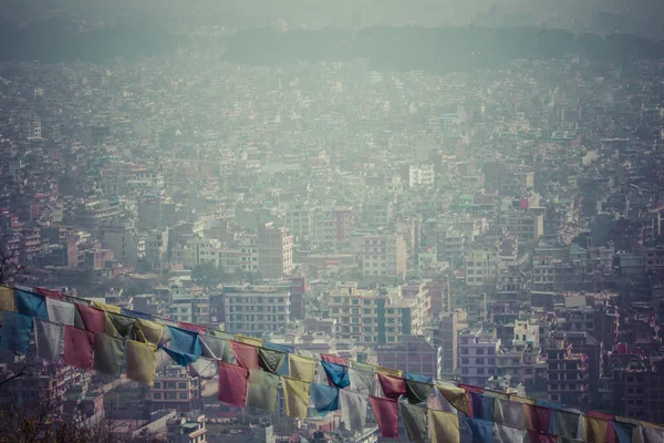 Prayer flags flying in the wind Royalty Free Stock Photos