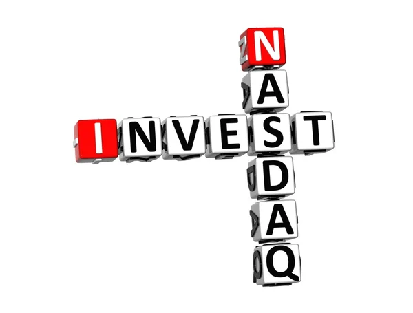 3D Crossword Invest Nasdaq on white background — Stock Photo, Image