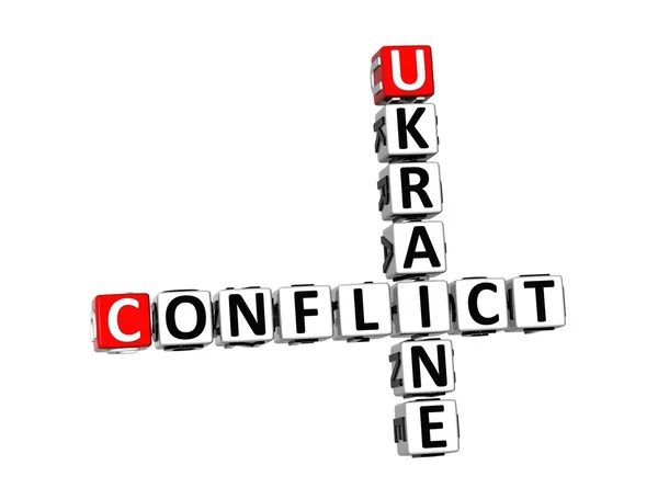 3D Crossword Ukraine Conflict on white background — Stock Photo, Image