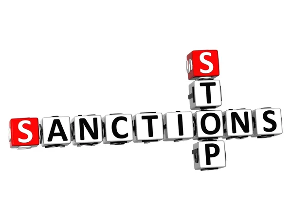 Crucigrama 3D Stop Sanctions sobre fondo blanco — Foto de Stock