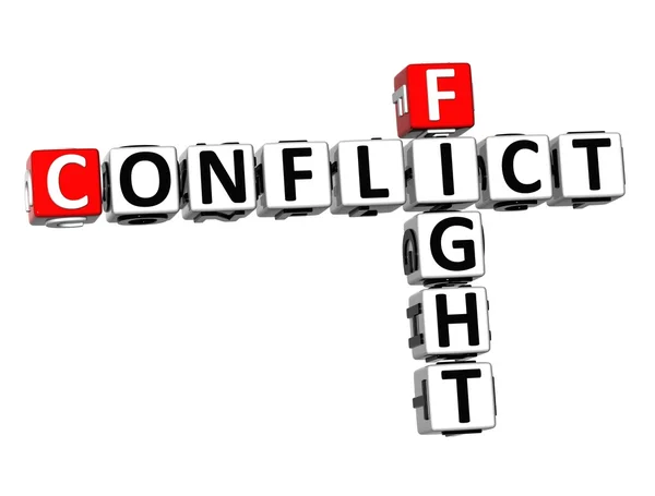 3D Crossword Conflict Fight on white background — Stock Photo, Image