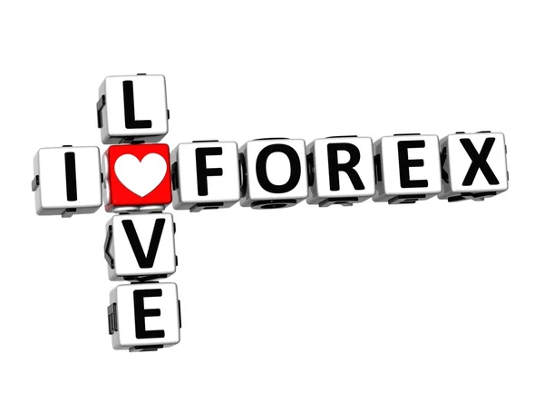 3D Crossword I love Forex on white background — Stock Photo, Image