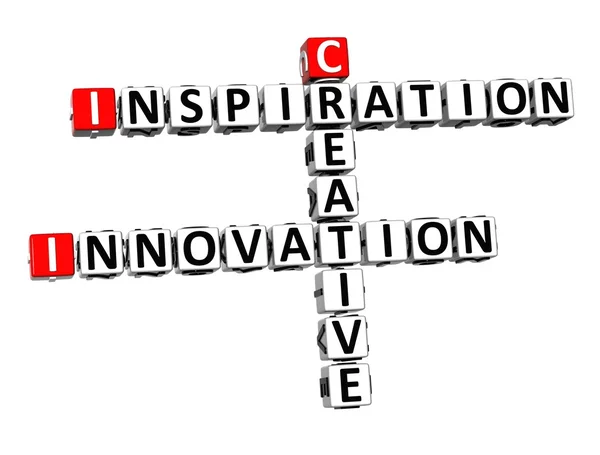 3D Crossword Inspiration Innovation Creative on white background — Stock Photo, Image