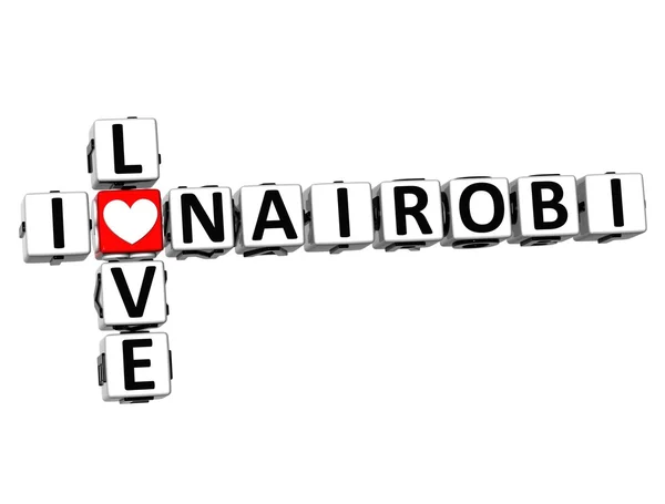 Crucigrama 3D Me encanta Nairobi sobre fondo blanco —  Fotos de Stock