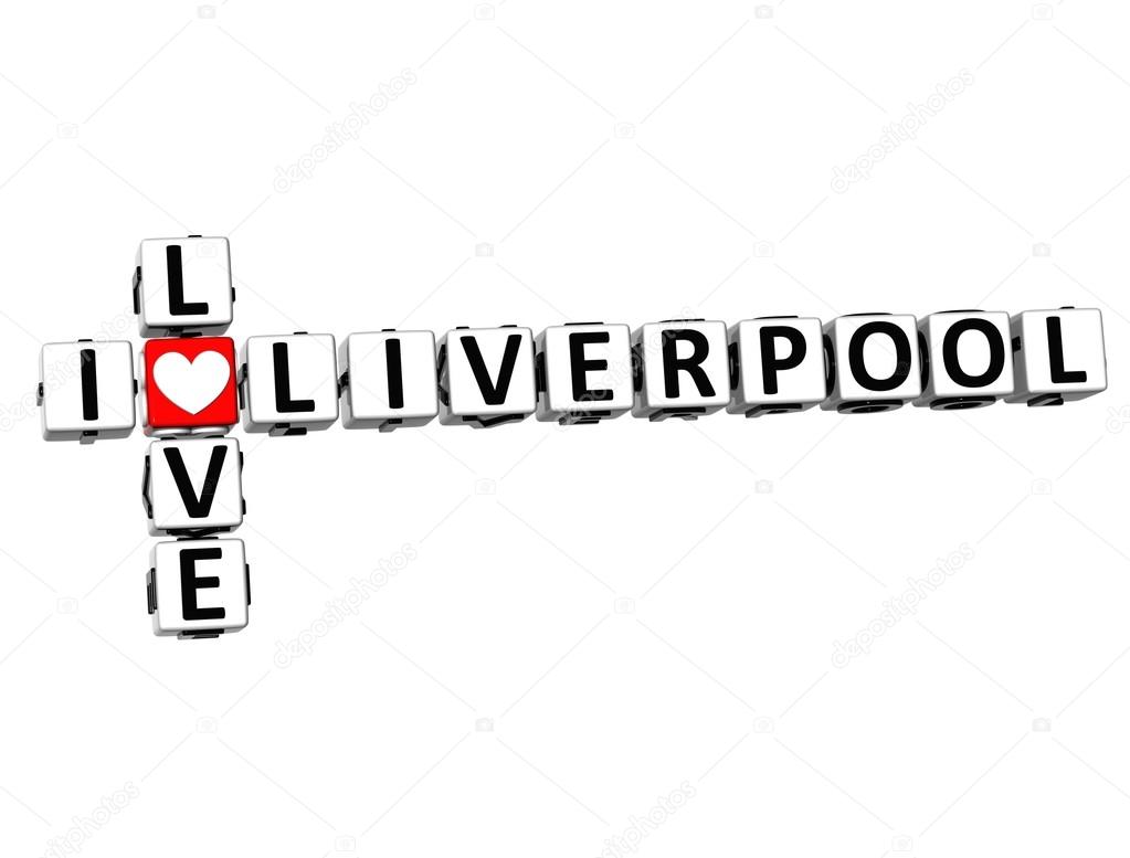 3D Crossword I love Liverpool on white background Stock Photo 3D Crossword I love Liverpool on white background Stock Photo
