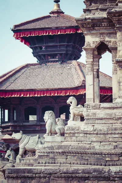 Chrámy Durbar náměstí v Bhaktapuru, Kathmandu, Nepál. — Stock fotografie