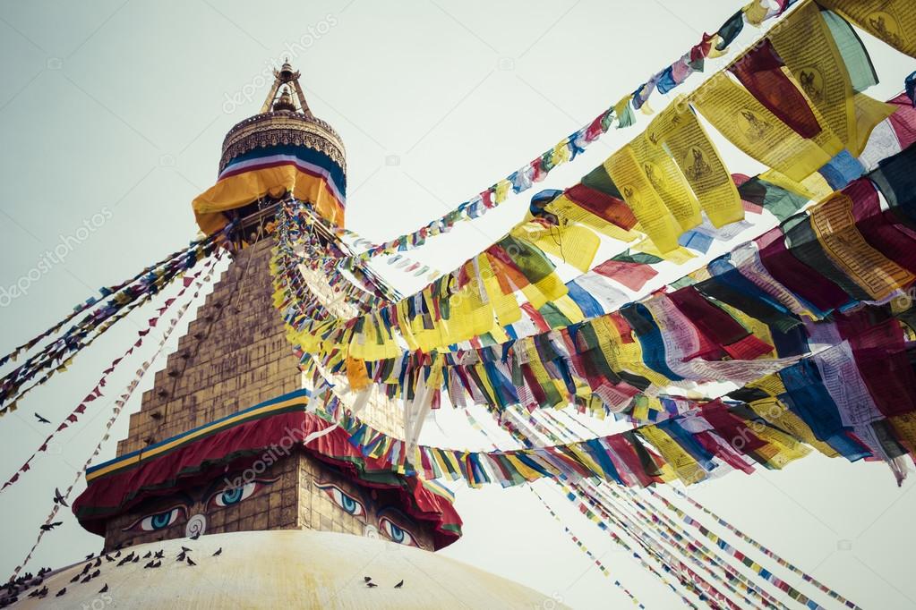 Boudhanath is a buddhist stupa in Kathmandu, Nepal.