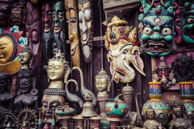 Katmandu, Nepal Durbar Meydanı sokak dükkanında Hatıra.