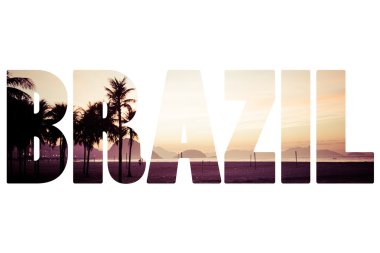 Word Brasil görünümü Ipanema plajında akşam