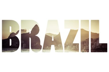 Word Brasil görünümü Ipanema plajında akşam