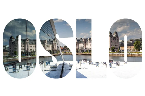 Slovo Oslo za symbolických míst. — Stock fotografie