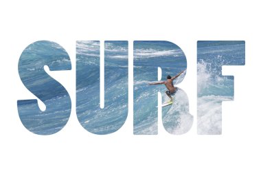 Word Surf binme dev okyanus dalgası Hawaii