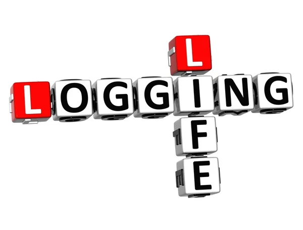 3D Crossword Logging Life over white background. — Stock Photo, Image