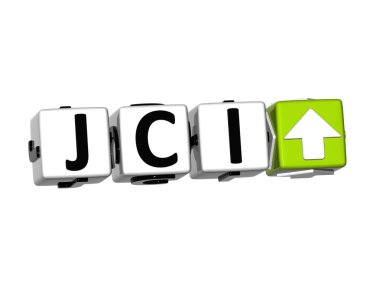 Beyaz arka plan üzerinde 3D JCI borsa blok metin
