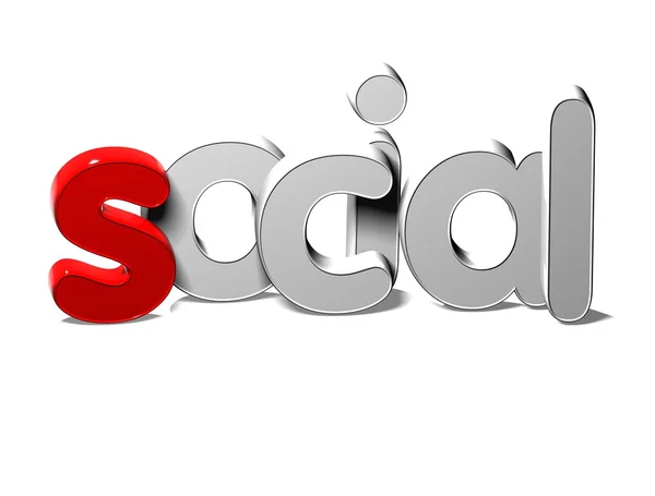 3D Silver Word Social em fundo branco — Fotografia de Stock