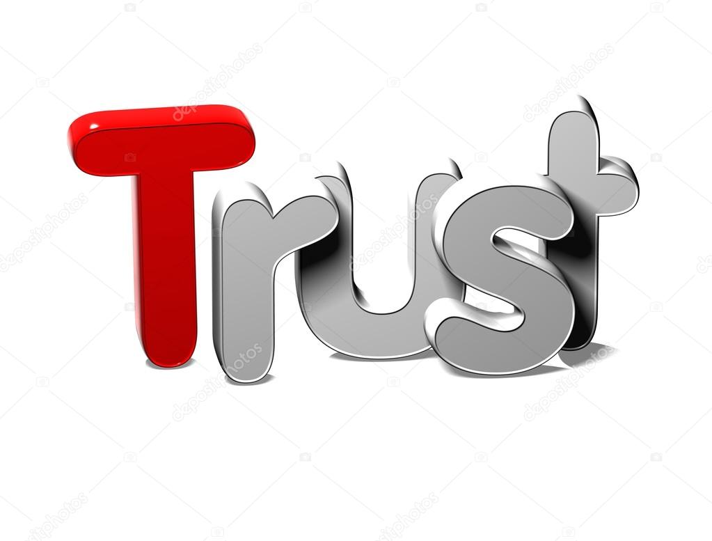 3D Silver Word Trust on white background